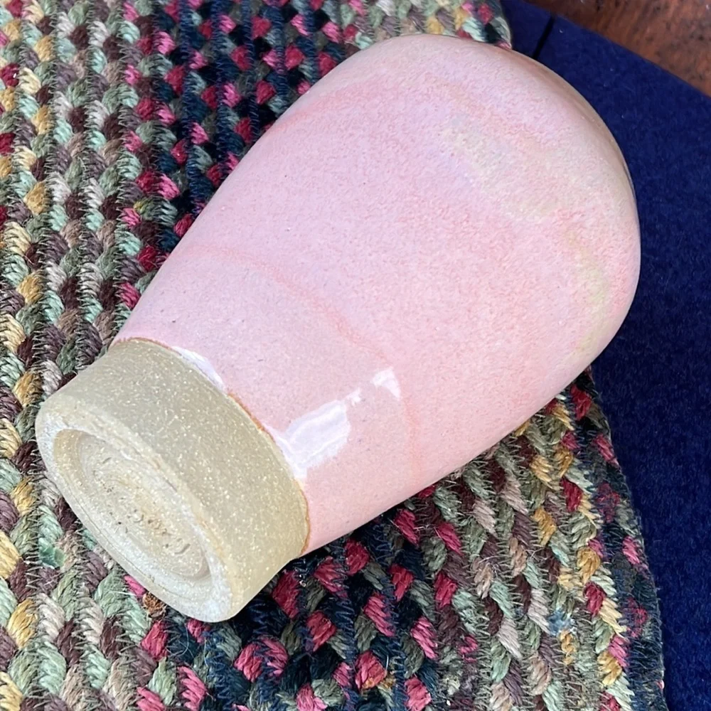 Handmade Pottery Vase Pink Glaze stoneware T. Gregory
